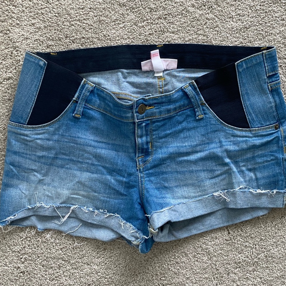 Denim maternity shorts